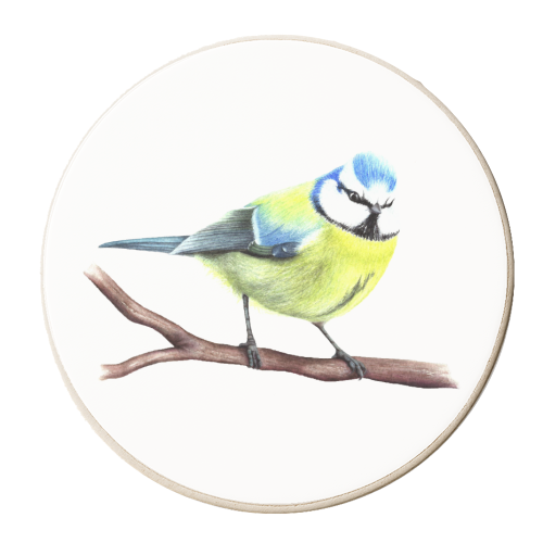 Blue Tit - personalised beer coaster by She Walks She Paints