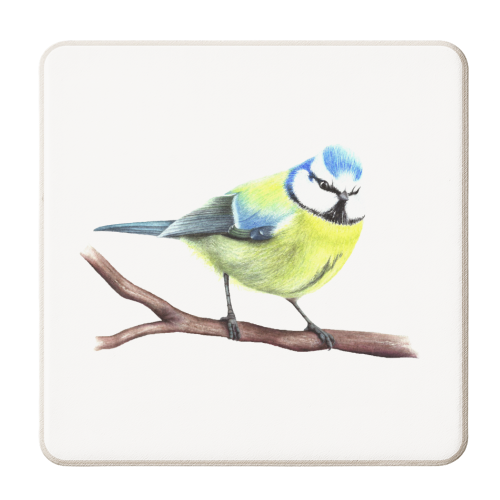 Blue Tit - personalised beer coaster by She Walks She Paints