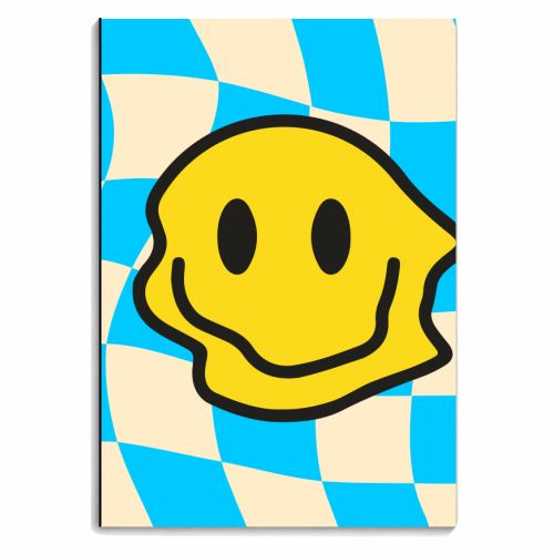 Blue Wavy Smiley Bold Graphic Design Gen Z Y2K Giftware - personalised A4, A5, A6 notebook by AbiGoLucky
