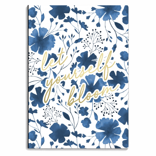 BLUE & WHITE FLORAL WATERCOLOUR PATTERN - personalised A4, A5, A6 notebook by Dizzywonders