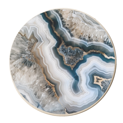 Blue white marble art - personalised beer coaster by haris kavalla