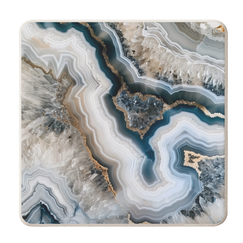Blue white marble art - personalised beer coaster by haris kavalla
