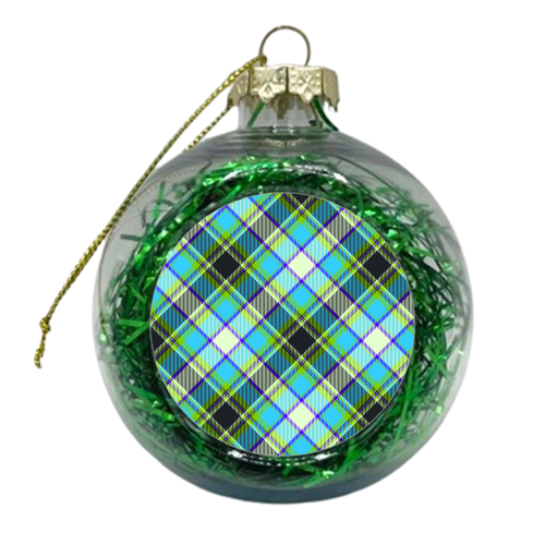 Blueish tartan plaid - xmas bauble by haris kavalla