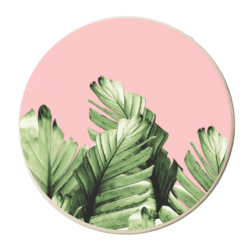 Blush Banana Leaves Dream #10 #tropical #decor #art - personalised beer coaster by Anita Bella Jantz