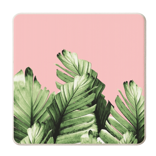 Blush Banana Leaves Dream #10 #tropical #decor #art - personalised beer coaster by Anita Bella Jantz