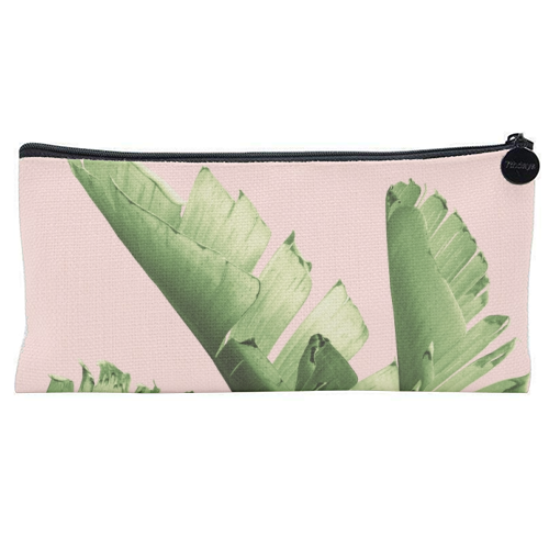 Blush Banana Leaves Dream #12 #tropical #decor #art - flat pencil case by Anita Bella Jantz