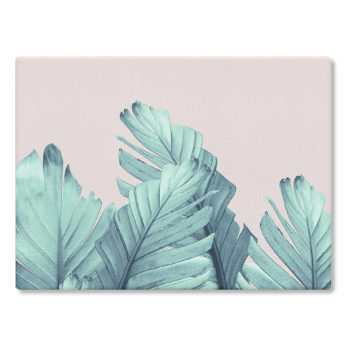 Blush Banana Leaves Dream #5 #tropical #decor #art - glass chopping board by Anita Bella Jantz