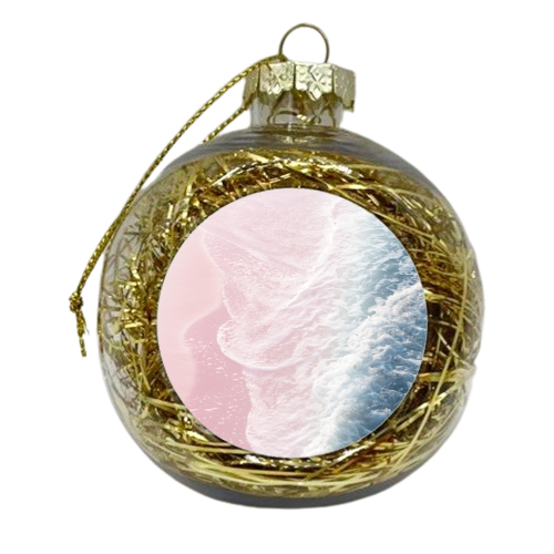 Blush Pink Blue Ocean Dream Waves #1 #water #decor #art - xmas bauble by Anita Bella Jantz