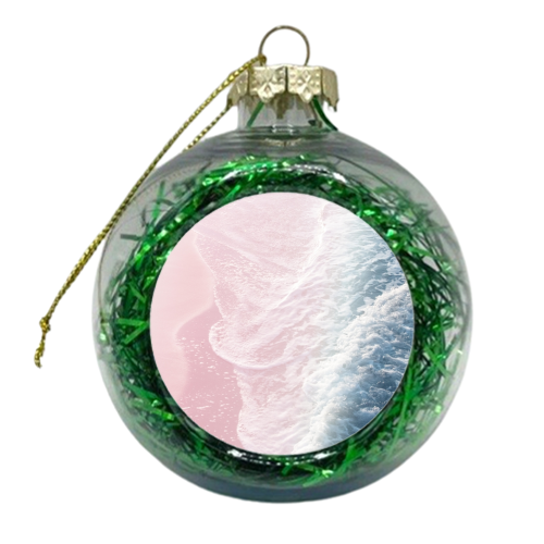 Blush Pink Blue Ocean Dream Waves #1 #water #decor #art - xmas bauble by Anita Bella Jantz