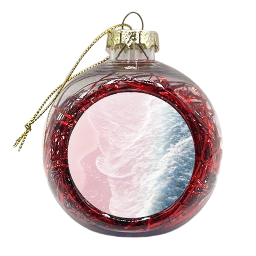 Blush Pink Blue Ocean Dream Waves #1 #water #decor #art - xmas bauble by Anita Bella Jantz