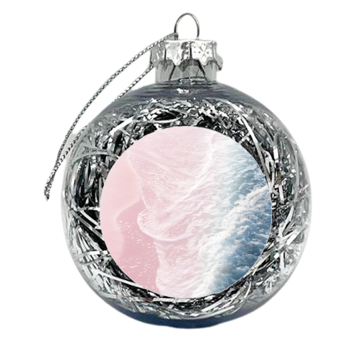 Blush Pink Blue Ocean Dream Waves #1 #water #decor #art - xmas bauble by Anita Bella Jantz