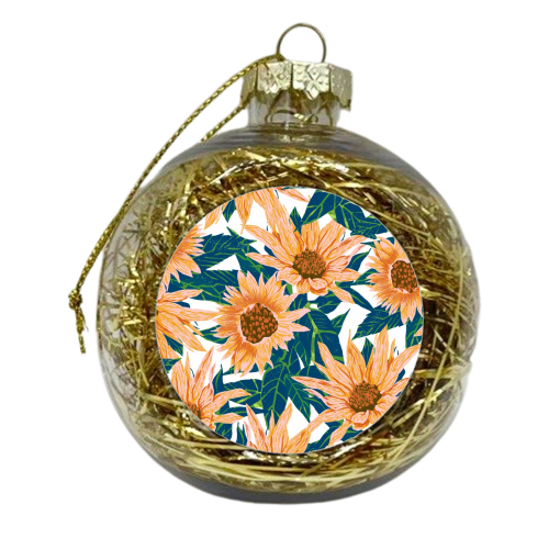 Blush Sunflowers - xmas bauble by Uma Prabhakar Gokhale