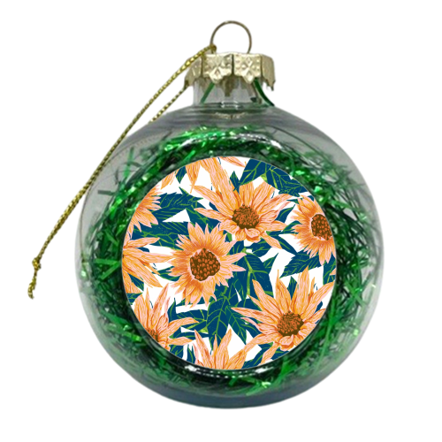 Blush Sunflowers - xmas bauble by Uma Prabhakar Gokhale
