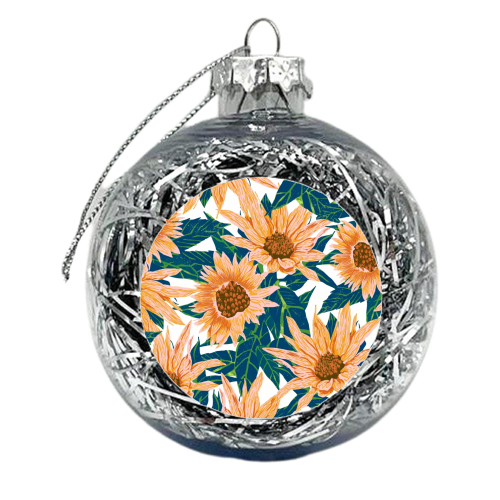 Blush Sunflowers - xmas bauble by Uma Prabhakar Gokhale