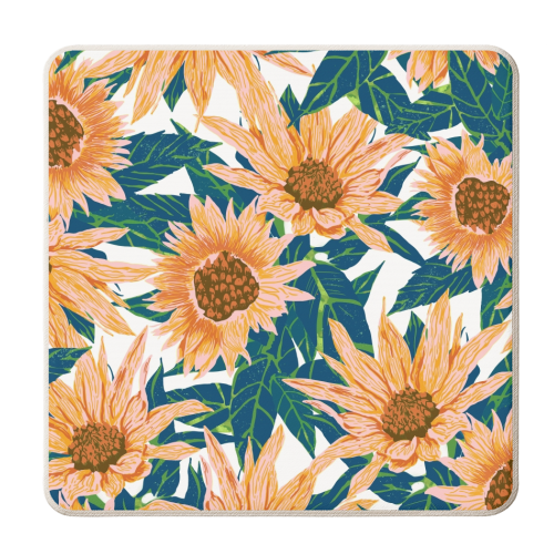 Blush Sunflowers - personalised beer coaster by Uma Prabhakar Gokhale
