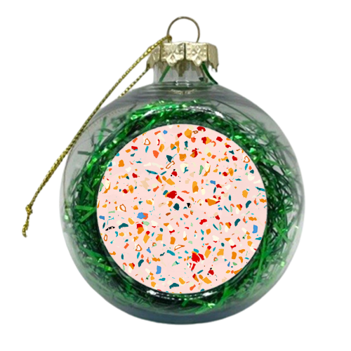 Blush Terrazzo | Pink Eclectic Speckles | Abstract Confetti Painting | Chic Bohemian Illustration - xmas bauble by Uma Prabhakar Gokhale