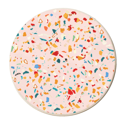 Blush Terrazzo | Pink Eclectic Speckles | Abstract Confetti Painting | Chic Bohemian Illustration - personalised beer coaster by Uma Prabhakar Gokhale
