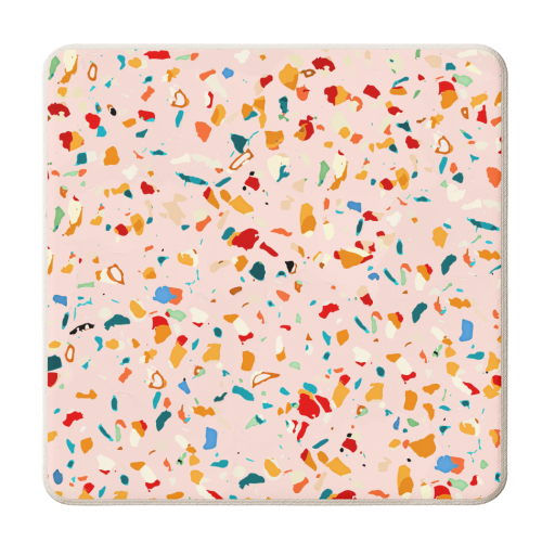 Blush Terrazzo | Pink Eclectic Speckles | Abstract Confetti Painting | Chic Bohemian Illustration - personalised beer coaster by Uma Prabhakar Gokhale