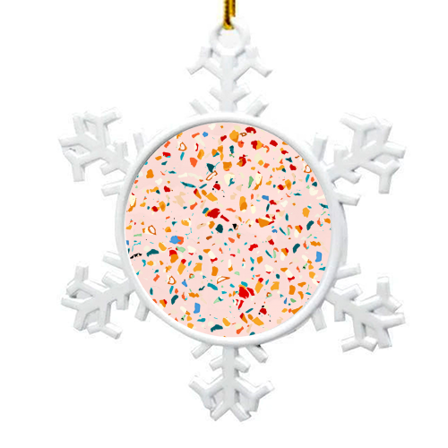 Blush Terrazzo | Pink Eclectic Speckles | Abstract Confetti Painting | Chic Bohemian Illustration - snowflake decoration by Uma Prabhakar Gokhale