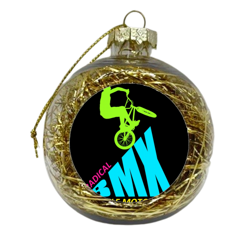 BMX Radical Bicycle Motocross Retro Vintage 1980's Bmx Bike Freestyle Cycle - xmas bauble by InspiredImages
