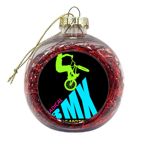 BMX Radical Bicycle Motocross Retro Vintage 1980's Bmx Bike Freestyle Cycle - xmas bauble by InspiredImages