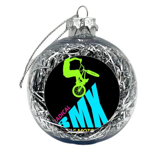 BMX Radical Bicycle Motocross Retro Vintage 1980's Bmx Bike Freestyle Cycle - xmas bauble by InspiredImages