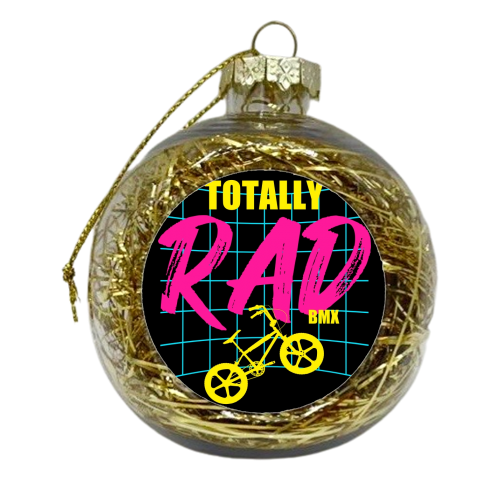BMX Totally Rad 1980's Retro Vintage Bmx Bike Radical Bicycle Motocross - xmas bauble by InspiredImages