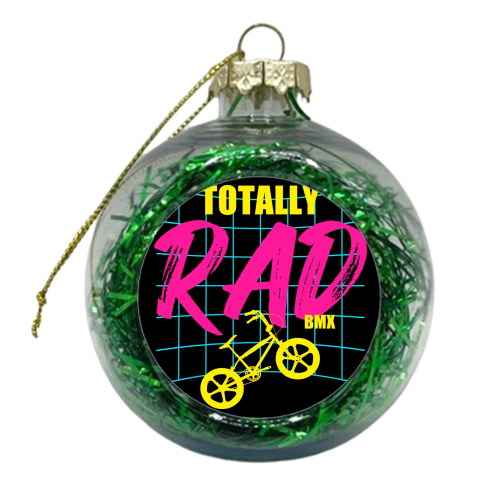 BMX Totally Rad 1980's Retro Vintage Bmx Bike Radical Bicycle Motocross - xmas bauble by InspiredImages