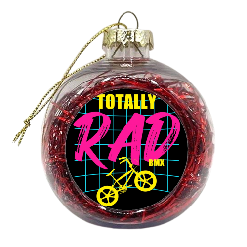 BMX Totally Rad 1980's Retro Vintage Bmx Bike Radical Bicycle Motocross - xmas bauble by InspiredImages