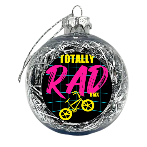 BMX Totally Rad 1980's Retro Vintage Bmx Bike Radical Bicycle Motocross - xmas bauble by InspiredImages