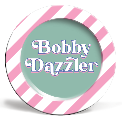 Bobby Dazzler - ceramic dinner plate by Mad Philomena