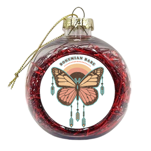 Bohemian Babe - Retro Boho Butterfly - xmas bauble by InspiredImages