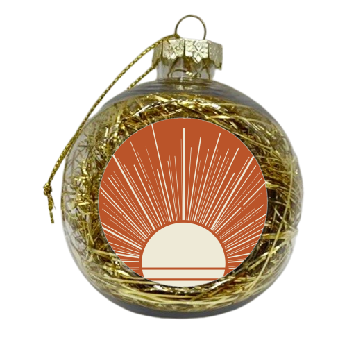 Bohemian Burnt Orange Sunset - xmas bauble by EZbie