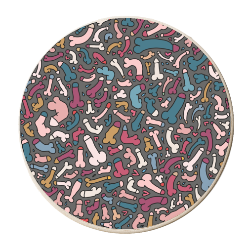 Bohemian quirky penis design - personalised beer coaster by andrea zuza