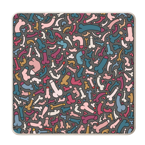 Bohemian quirky penis design - personalised beer coaster by andrea zuza
