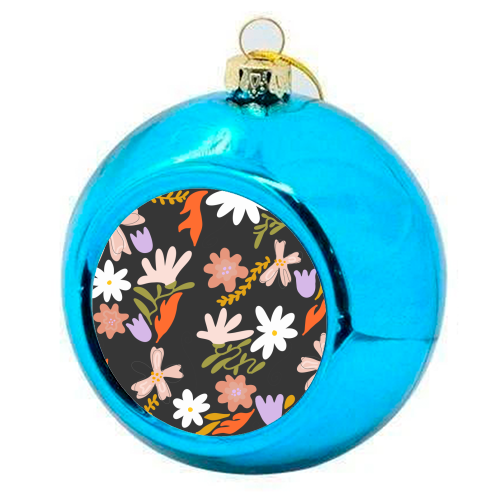 Boho spring florals - colourful christmas bauble by andrea zuza