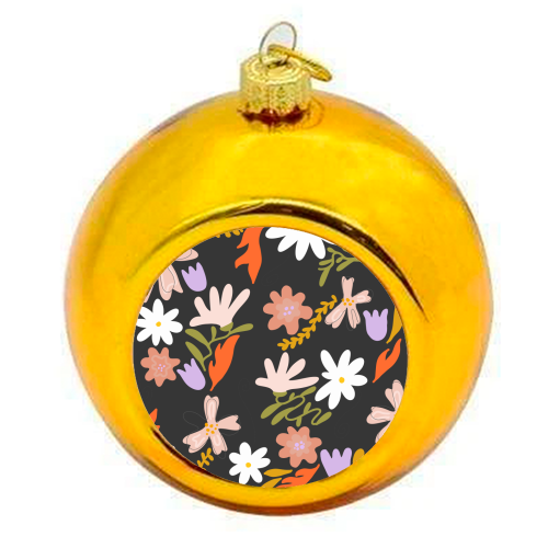 Boho spring florals - colourful christmas bauble by andrea zuza