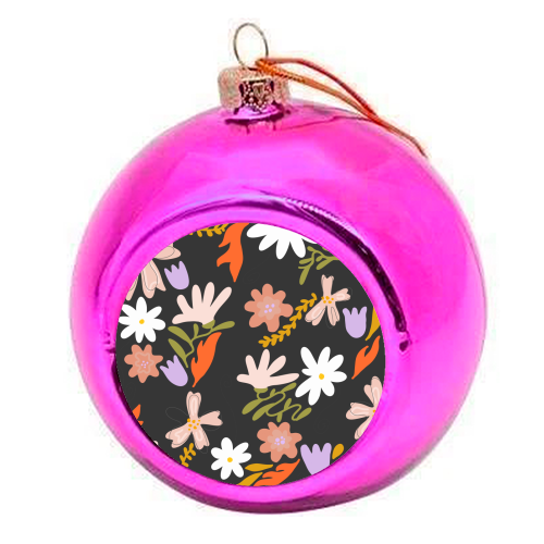 Boho spring florals - colourful christmas bauble by andrea zuza
