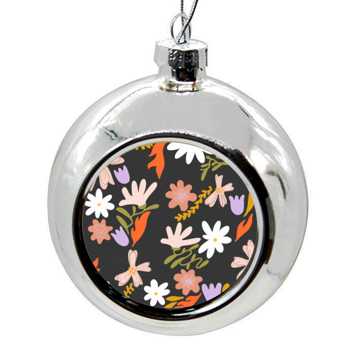 Boho spring florals - colourful christmas bauble by andrea zuza