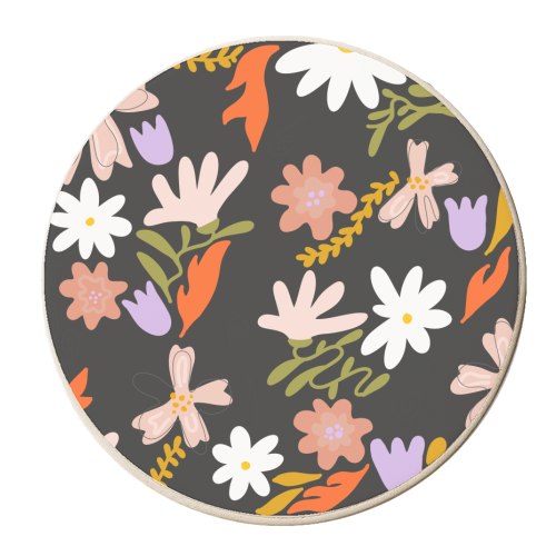 Boho spring florals - personalised beer coaster by andrea zuza