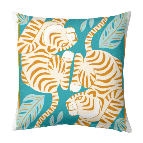 Boho Tiger Illustration - designed cushion by Natalie Rodrigues