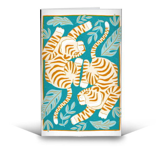 Boho Tiger Illustration - funny greeting card by Natalie Rodrigues