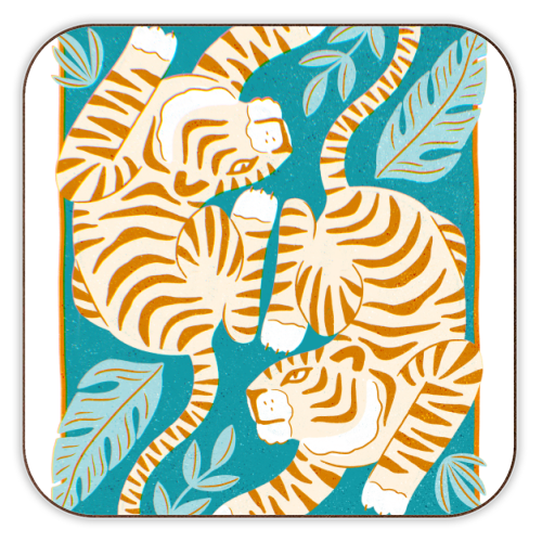 Boho Tiger Illustration - personalised beer coaster by Natalie Rodrigues