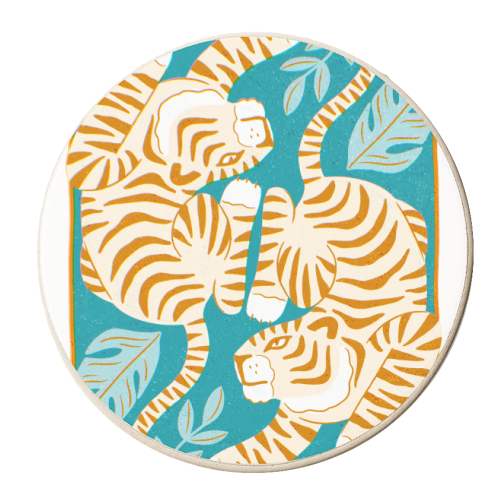 Boho Tiger Illustration - personalised beer coaster by Natalie Rodrigues