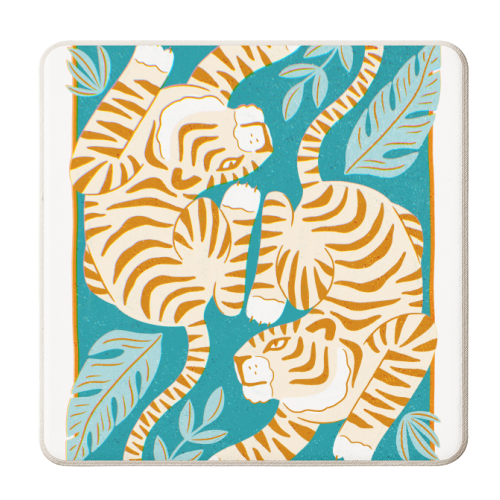 Boho Tiger Illustration - personalised beer coaster by Natalie Rodrigues