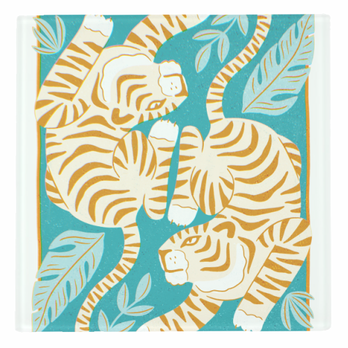 Boho Tiger Illustration - personalised beer coaster by Natalie Rodrigues