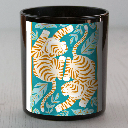 Boho Tiger Illustration - scented candle by Natalie Rodrigues