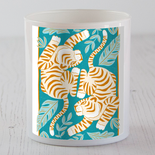 Boho Tiger Illustration - scented candle by Natalie Rodrigues