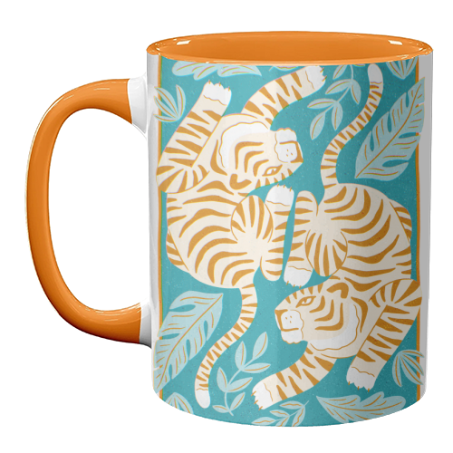 Boho Tiger Illustration - unique mug by Natalie Rodrigues