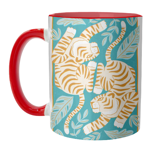 Boho Tiger Illustration - unique mug by Natalie Rodrigues